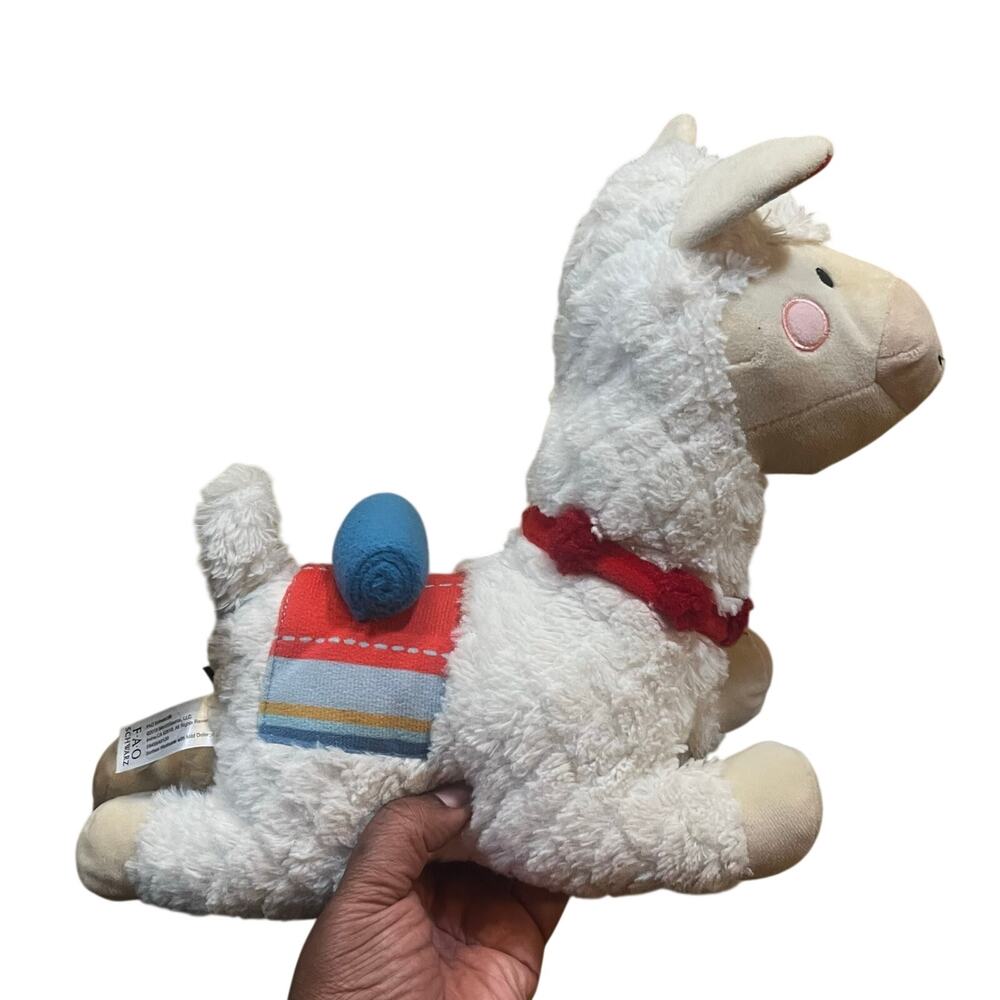 FAO Schwarz White Llama Plush 12"‎ Laying Down Stuffed Animal